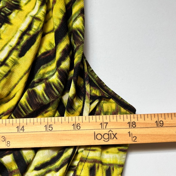 Worthington Women's Drape Neck Abstract Tiered Ruffle Top Yellow Black Size L - Picture 6 of 10